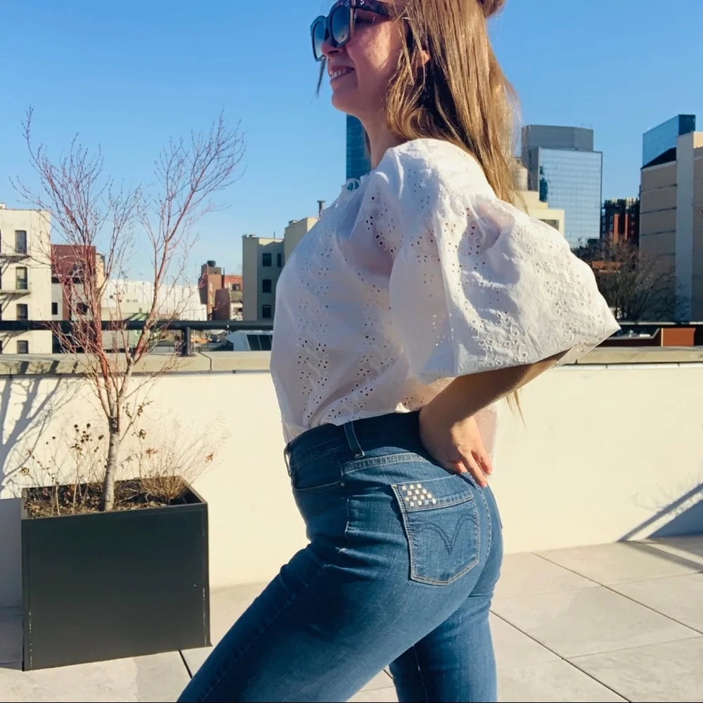 UO Victorian Puff Bishop Statement Sleeve Floral Pattern Pirate White Top Blouse - Picture 12 of 16